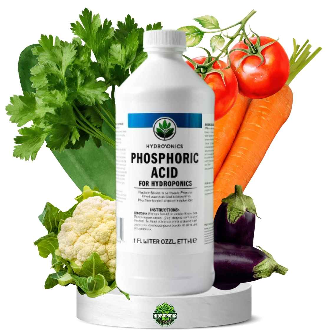Bajador de pH para hidroponia en botella blanca, ideal para mejorar la salud de las plantas